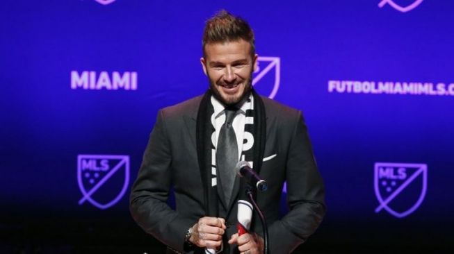 Mantan kapten timnas Inggris David Beckham hadiri pengumuman pendirian klub sepak bola miliknya di Miami, Florida, AS [AFP]