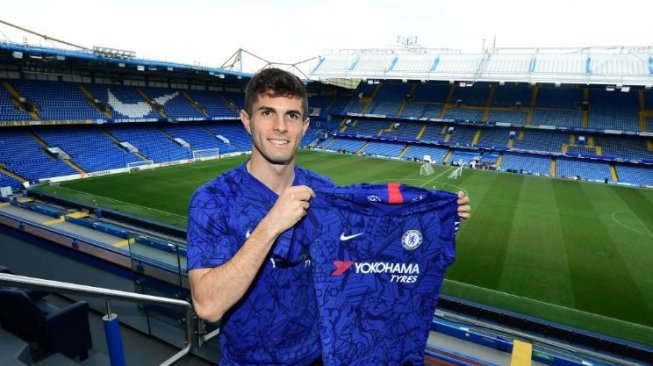 Christian Pulisic resmi diperkenalkan ke publik Chelsea. (Twitter/@ChelseaFC)