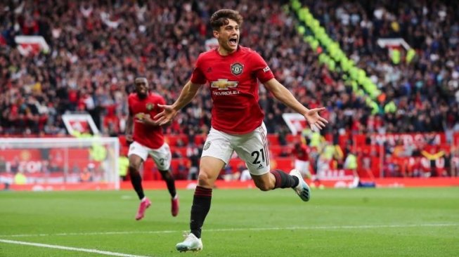 Selebrasi Daniel James usai mencetak gol ke gawang Chelsea. (Twitter/@Daniel_James_97)