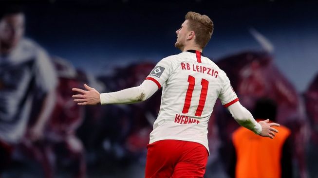 Striker andalan RB Leipzig, Timo Werner. [Ronny Hartmann / AFP]