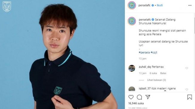 Persela Lamongan resmi datangkan Shunsuke Nakamura. (Instagram/@perselafc).