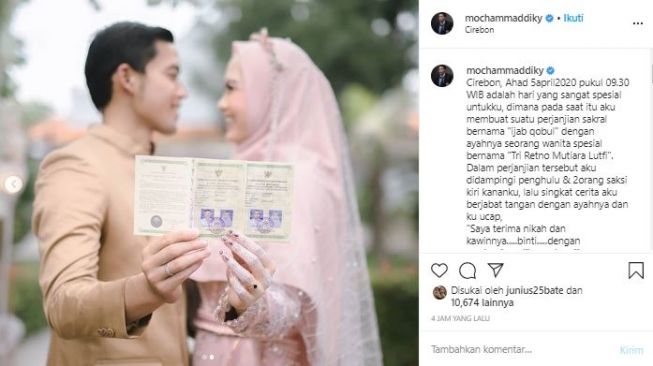 Mochammad Diky Indrayana resmi menikah. (Instagram/@mochamaddiky).