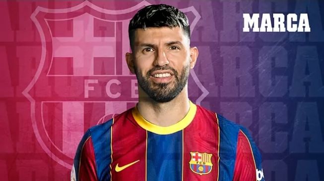 Pemain anyar Barcelona Sergio Aguero. [MARCA]