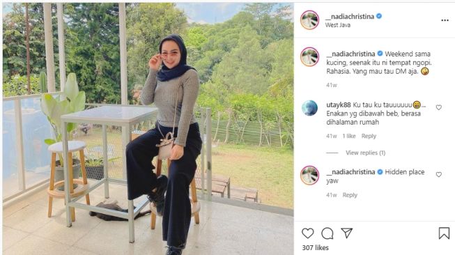 Potret Nadia Christina istri Alfath Fathier. [Instagram/__nadiachristina]