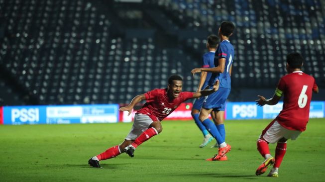 Pertandingan Timnas Indonesia vs Taiwan di babak play-off Kualifikasi Piala Asia 2023 di Chang Arena, Buriram, Thailand, Kamis (7/10/2021) malam WIB (dok. PSSI).