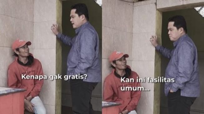 Erick Thohir Tegur Penjaga Toilet SPBU. (Instagram/@erickthohir)