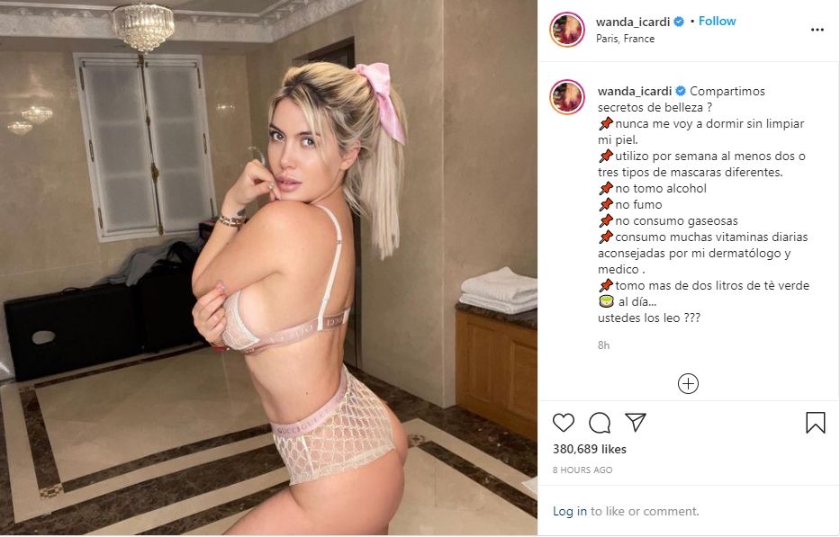 Wanda Nara bagikan rahasia kecantikannya. (Instagram/wanda_icardi)