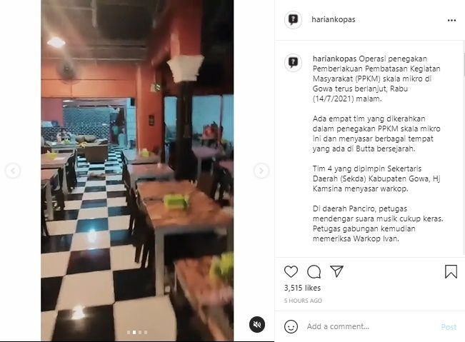 Viral Oknum Satpol PP Pukul Ibu Hamil Pemilik Warkop di Gowa. (Instagram/@hariankopas)