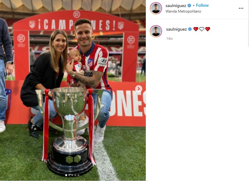 Potret Saul Niguez dengan istrinya, Yaiza. (Instagram/saulniguez)