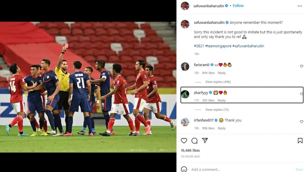 Bek Singapura, Safuwan Baharudin, sindir Asnawi Mangkualam. (Instagram/safuwanbaharudin)